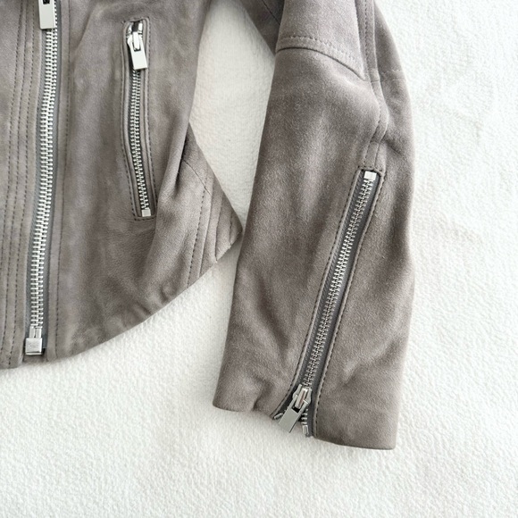 Club Monaco Collection Grey Suede Moto Jacket S - Picture 7 of 16